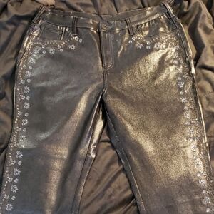 Diane Gilman Silver Jeans with Embellishments